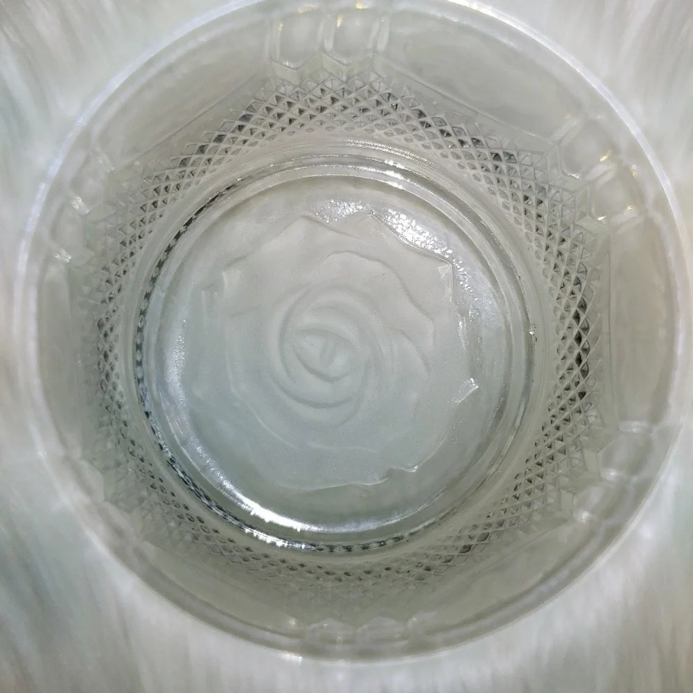 Vintage Clear with Frosted Floral Roses Candy Dish